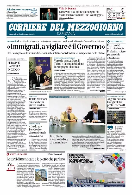 Prima-pagina-corriere del mezzogiorno-del-2024-06-06